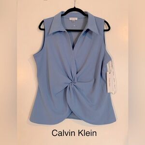 024 NWT CALVIN KLEIN sleeveless collared blouse